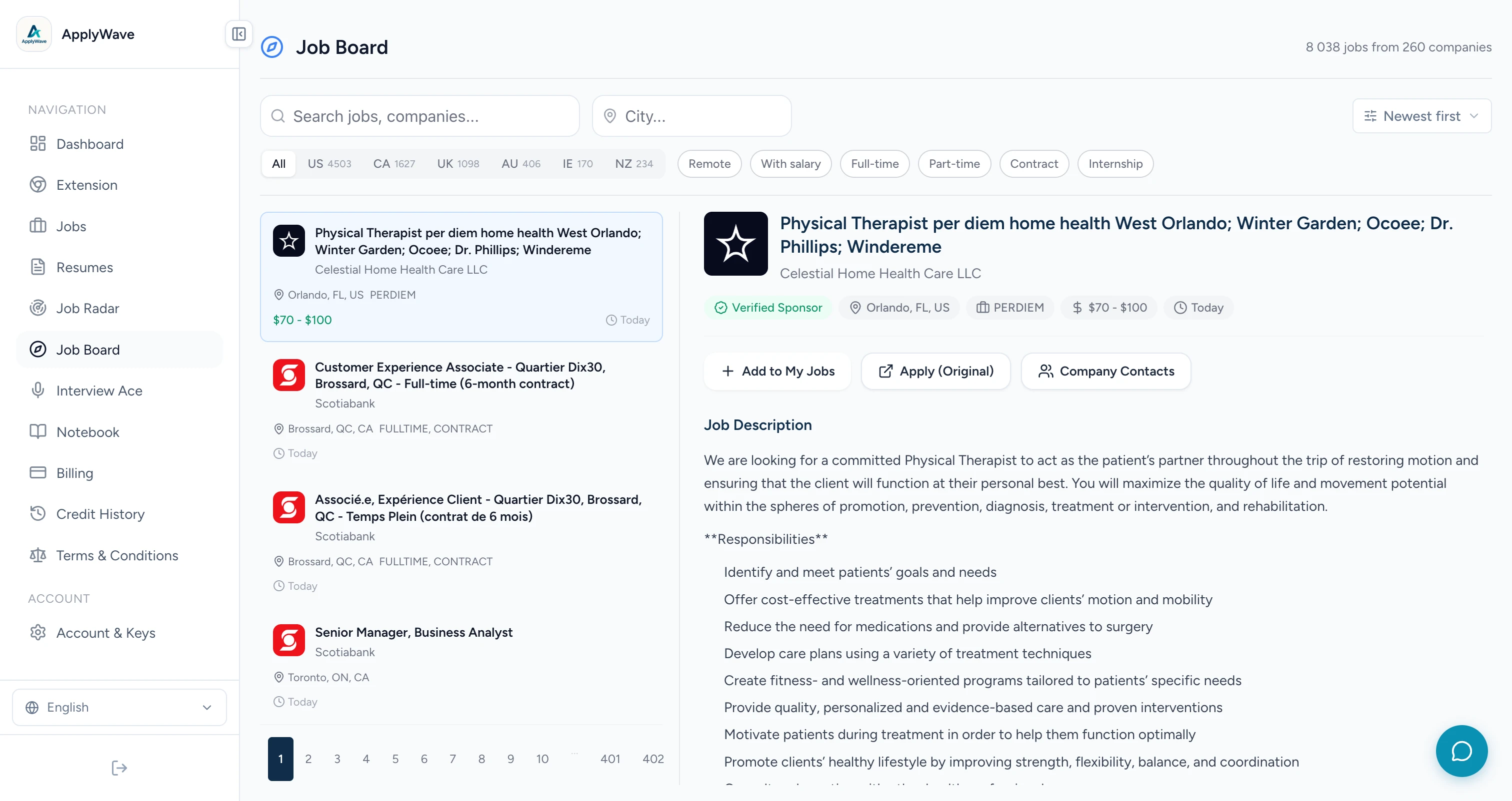 ApplyWave Job Board with curated jobs from verified employers