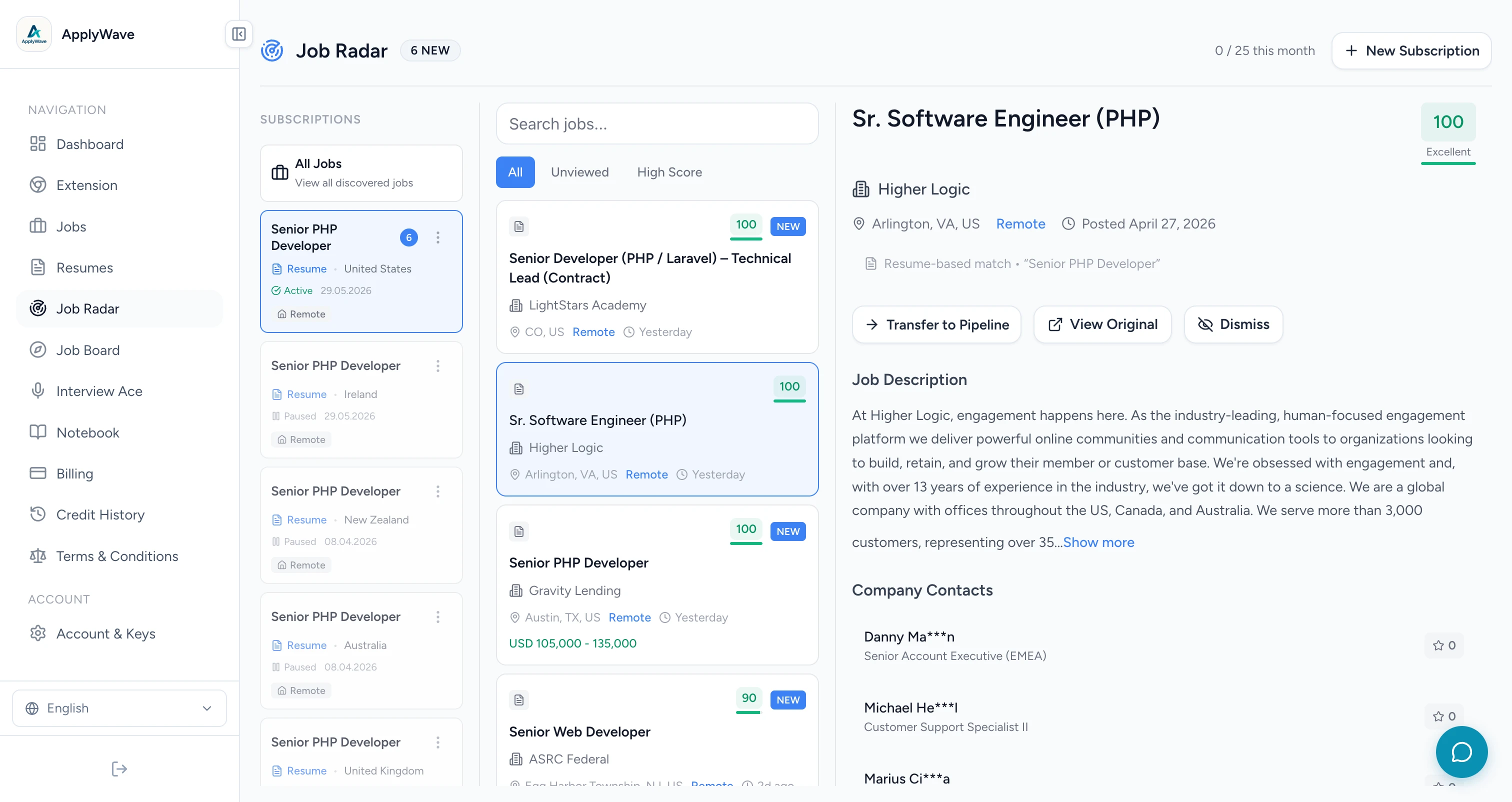 ApplyWave Job Radar with AI-matched job alerts