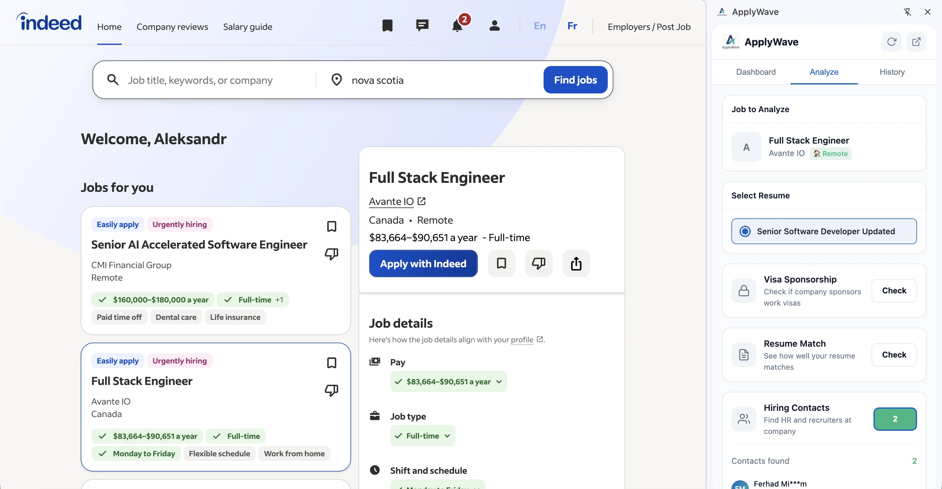 ApplyWave Chrome extension saving a job from any site