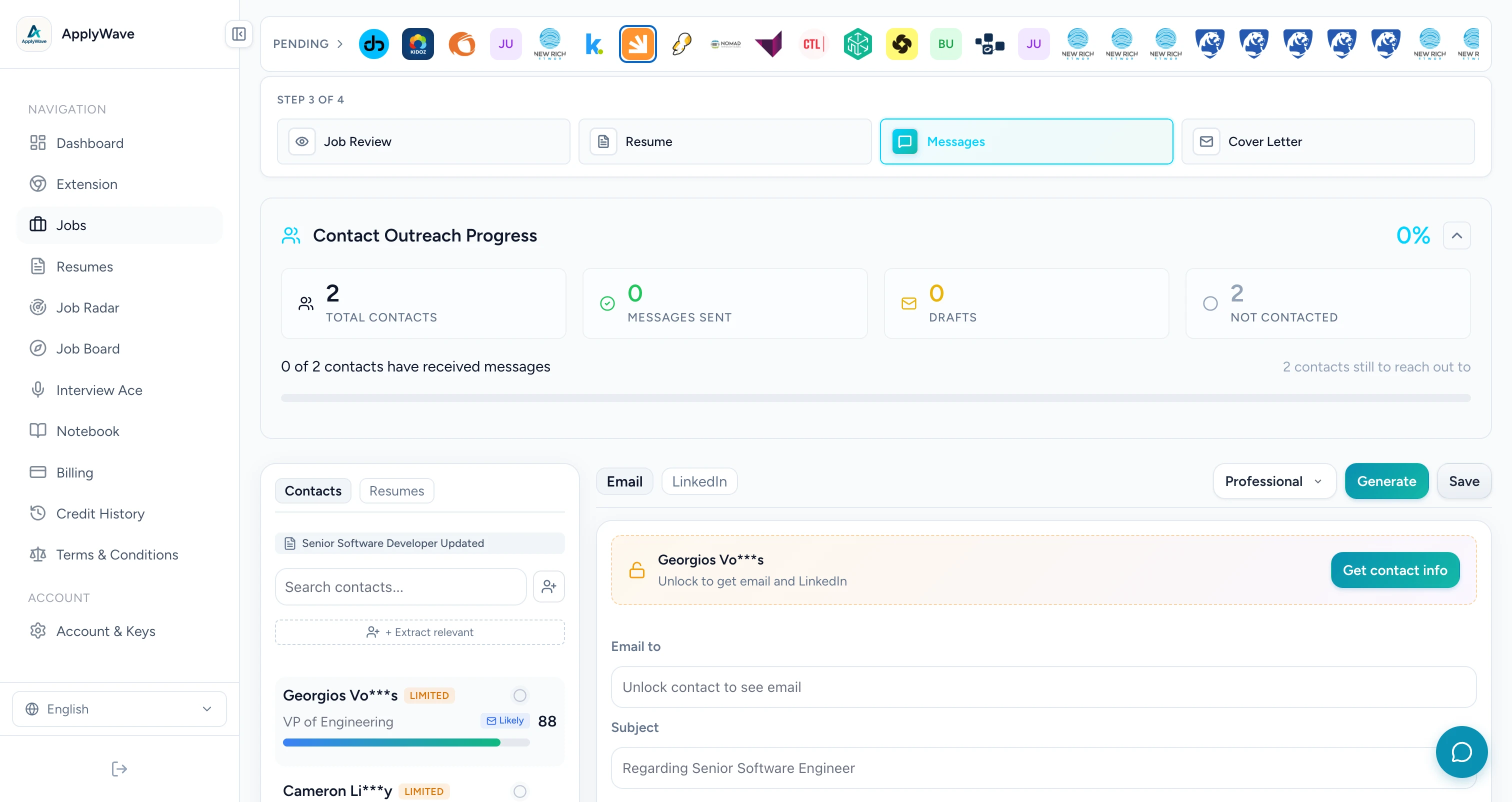 ApplyWave recruiter outreach and messaging